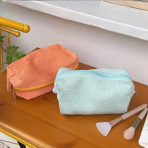 Wholesale Corduroy Cosmetic Bag | Soft Fabric Makeup Organizer with Pastel Colors for Beauty Brands & Retailers